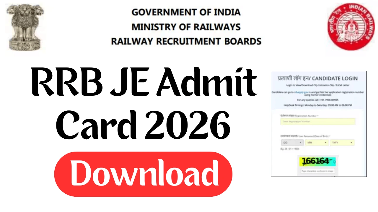 RRB JE Admit Card 2026