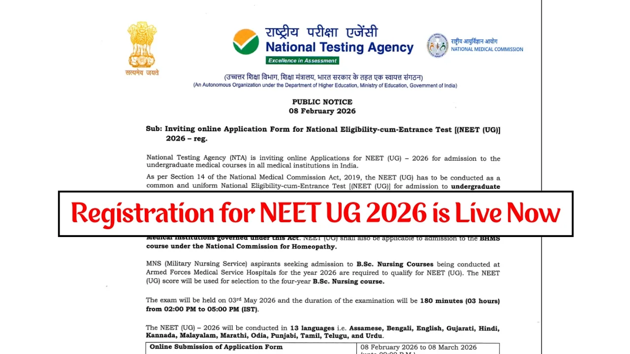 Registration for NEET UG 2026
